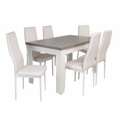 Kolorystyka na zdjęciu: Krzesło: białe Stół: biały/ blat grafit
