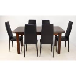 Kolorystyka na zdjęciu:
• stół: orzech
• krzesło: siedzisko czarne/podstawa czarna