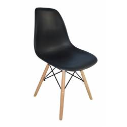 krzesło: siedzisko czarne/nogi buk