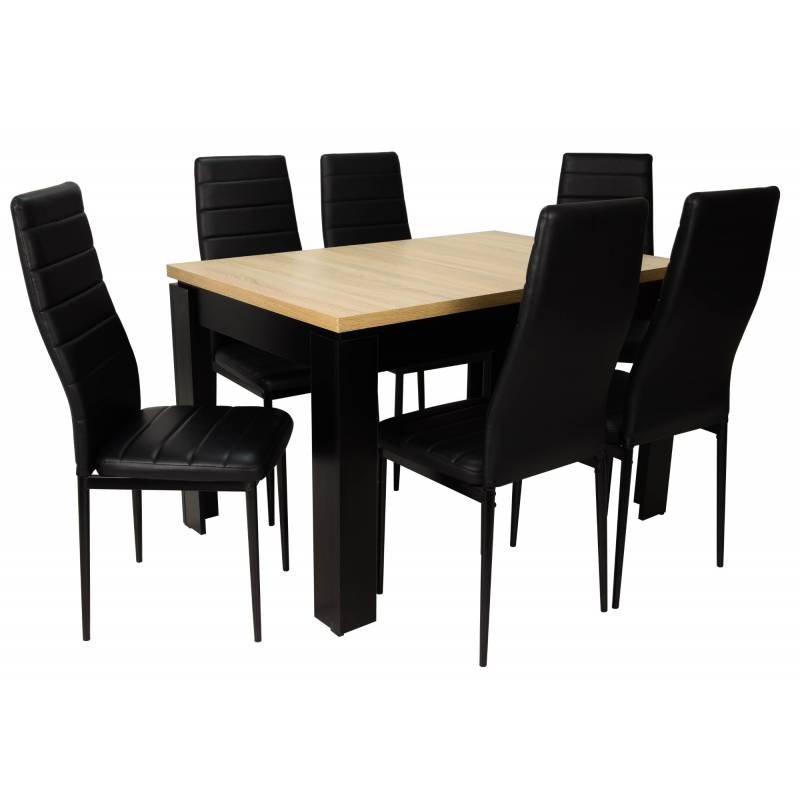 Stół czarny/blat sonoma, krzesło: czarne