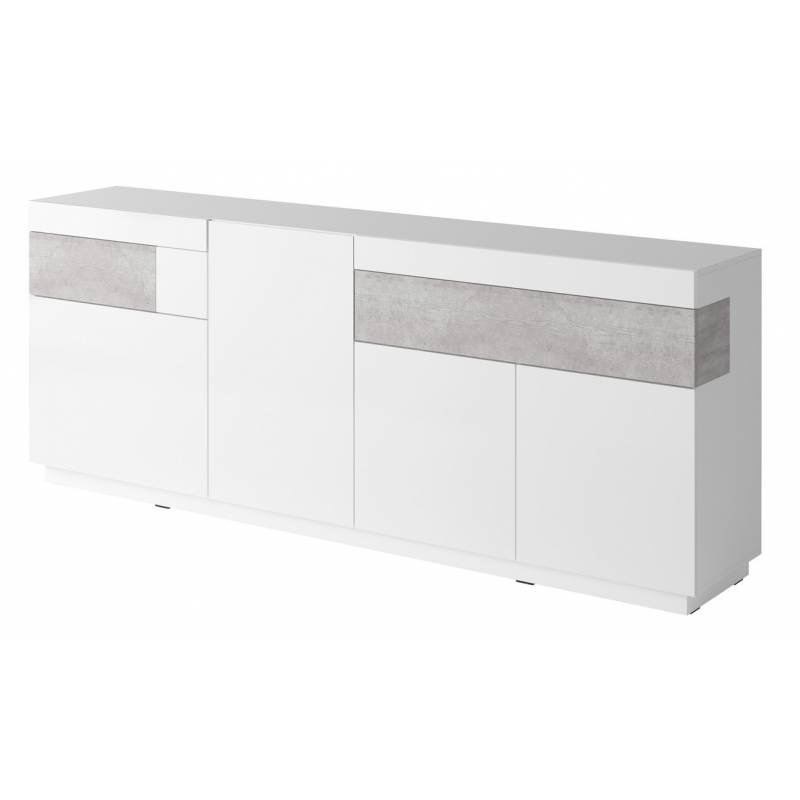 Silke komoda TYP-25 biały / biały połysk + beton Silke komoda TYP-25 biały / biały połysk + beton