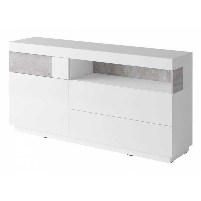 Komoda Silke TYP-47 biały / biały połysk + beton colorado Komoda Silke TYP-47 biały / biały połysk + beton colorado