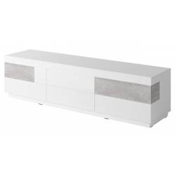 Szafka RTV Silke TYP-40 biały / biały połysk + beton colorado