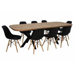 Stół rozkładany MP Oslo 100x200/280 + 8 krzeseł SL Czarne MJORN LOFT