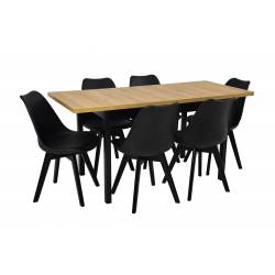 Stół rozkładany M-10 70x120/160 + 6 krzeseł SL-2 Czarnych