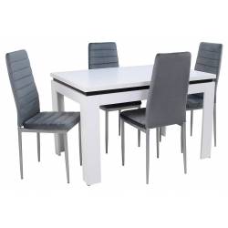 Stół C-6 80x120/160 biały + 4 krzesła CH-3 szary welur