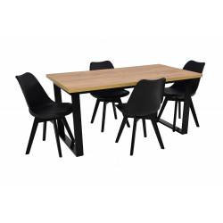Stół rozkładany NEFRO CRAFT 90x160/240 + 4 krzesła SL-2 Czarne