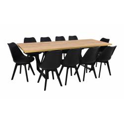 Stół rozkładany NEFRO CRAFT 90x160/240 + 10 krzeseł SL-2 Czarne