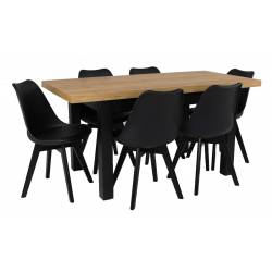 Stół rozkładany S-7 CRAFT 80x120/160 + 6 krzeseł SL-2 Czarne, nogi czarne