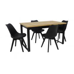 Zestaw 4 krzeseł SL-2 Czarne + stół AL-3 80x140/180 GRANDSON