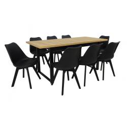 Zestaw 8 krzeseł SL-2 Czarne + stół AL-3 80x140/180 GRANDSON