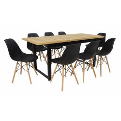 Zestaw 8 krzeseł SL Czarne + stół AL-3 80x140/180 GRANDSON