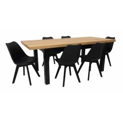 Stół rozkładany S-7 Dąb Craft 90x160/210cm + 6 krzeseł SL-2 Czarne