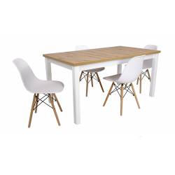 Stół rozkładany MD-2 90x160/200 DĄB ARTISAN  + 4 krzesła SL Białe