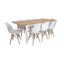 Stół rozkładany MD-2 90x160/200 DĄB ARTISAN  + 8 krzeseł SL Białe