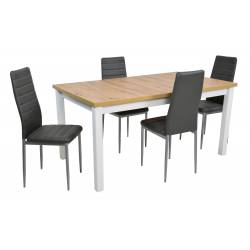 4 krzesła i solidny stół rozkładany do jadalni Dąb Artisan 90x160/200 cm