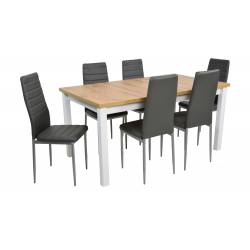 6 krzeseł i solidny stół rozkładany do jadalni Dąb Artisan 90x160/200 cm