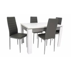 4 krzesła i solidny stół rozkładany do jadalni Biały 80x120/160 cm
