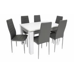6 krzeseł i solidny stół rozkładany do jadalni Biały 80x120/160 cm