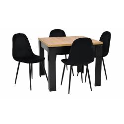 4 krzesła welur i stół nierozkładany do kuchni Dąb Craft 90x90 cm C-9 IK-04