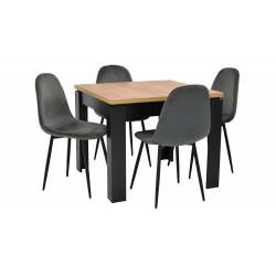 4 krzesła welur i stół nierozkładany do kuchni Dąb Craft 90x90 cm C-9 IK-04