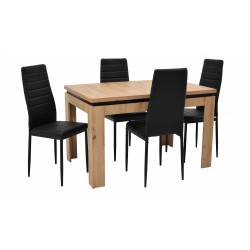 Zestaw 4 krzeseł ze stołem rozkładanym do kuchni bądź salonu Dąb Artisan C-6 80x120/160 + CH Ekoskóra