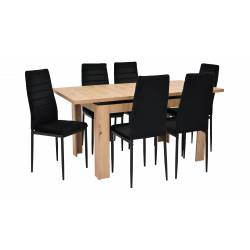 Zestaw 6 krzeseł ze stołem rozkładanym do kuchni bądź salonu Dąb Artisan C-6 80x120/160 + CH Ekoskóra