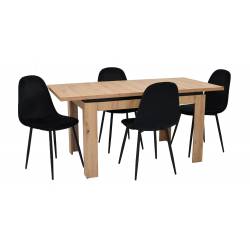 Zestaw 4 krzeseł ze stołem rozkładanym do kuchni bądź salonu Dąb Artisan C-6 80x120/160 + IK-04 Czarne Welur