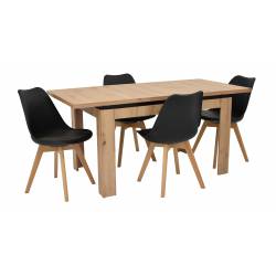 Zestaw 4 krzeseł ze stołem rozkładanym do kuchni bądź salonu Dąb Artisan C-6 80x120/160 + SL-2 Czarne