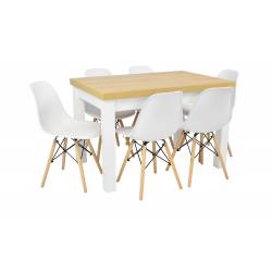 Zestaw 6 krzeseł z masywnym stołem rozkładanym do kuchni bądź salonu Hikora 80x120/160 cm S-7 + SL
