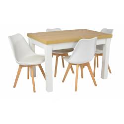 Zestaw 4 krzeseł z masywnym stołem rozkładanym do kuchni bądź salonu Hikora 80x120/160 cm S-7 + SL-2