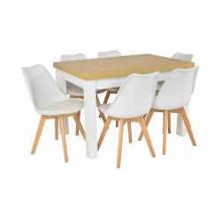 Zestaw 6 krzeseł z masywnym stołem rozkładanym do kuchni bądź salonu Hikora 80x120/160 cm S-7 + SL-2