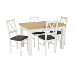 Zestaw 4 krzeseł z masywnym stołem rozkładanym do kuchni bądź salonu Hikora 80x120/160 cm S-7 + N-10