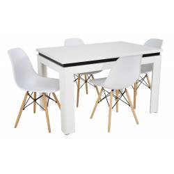 Zestaw SOLIDNY STÓŁ Biały Rozkładany 80x120/160 cm z krzesłami Skandynawskimi do kuchni SL + C-6