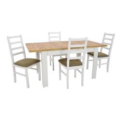 Stół prostokątny rozkładany Dąb Craft 80x120/160 + 4 krzesła drewniane do jadalni C-2 + N-8