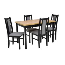 Stół prostokątny rozkładany DĄB ARTISAN do kuchni z 4 krzesłami tapicerowanymi 70x120/160cm M-10 + B-14