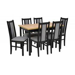 Stół prostokątny rozkładany DĄB ARTISAN do kuchni z 6 krzesłami tapicerowanymi 70x120/160cm M-10 + B-14