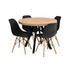 4 krzesła skandynawskie ze stołem okrągłym/owalnym DĄB CRAFT do kuchni/salonu MK-3 Ø100/200 + SL
